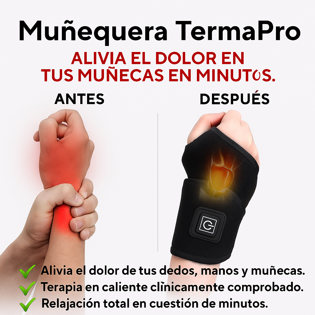 Alivio comprobado para artritis, tendinitis, tunel carpiano| MUÑEQUERA TERMAPRO