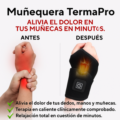 Alivio comprobado para artritis, tendinitis,  tunel carpiano| MUÑEQUERA TERMAPRO